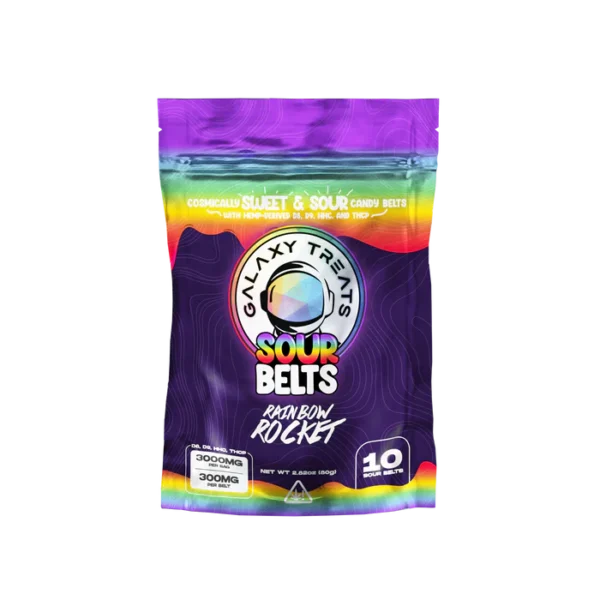 Galaxy Treats – 1ct. Sour Belts – D8 | D9 | HHC | THCP – 3,000mg $35
